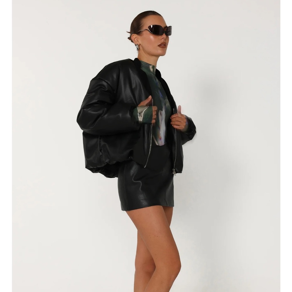 BY.DYLN. Atticus Faux Leather Bomber Jacket